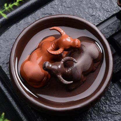 Purple Sands Zodiac Cow Tea Pet Ornament 9cm 3.5in Tea Play Tea Ceremony