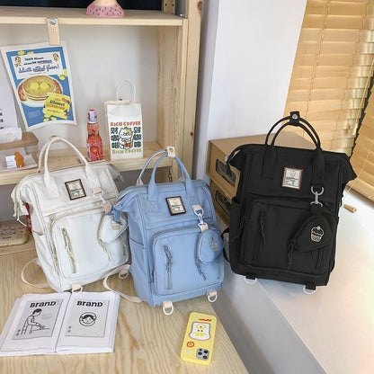 Double Zipper Multifunction Backpack School Bags Teenage Shoulder Bag 26*16*39CM