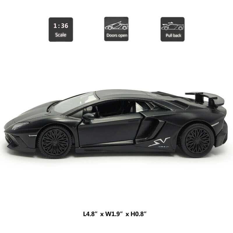 1/36 Lamborghini Aventador LP750-4 SV Model Car Diecast Toy Vehicle Boys Black