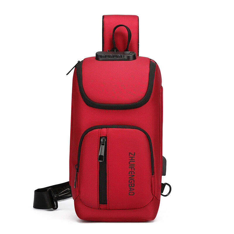 Waterproof Chest Bag Men Anti-theft USB Charging Crossbody Shoulder Bags Travel