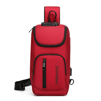 Waterproof Chest Bag Men Anti-theft USB Charging Crossbody Shoulder Bags Travel