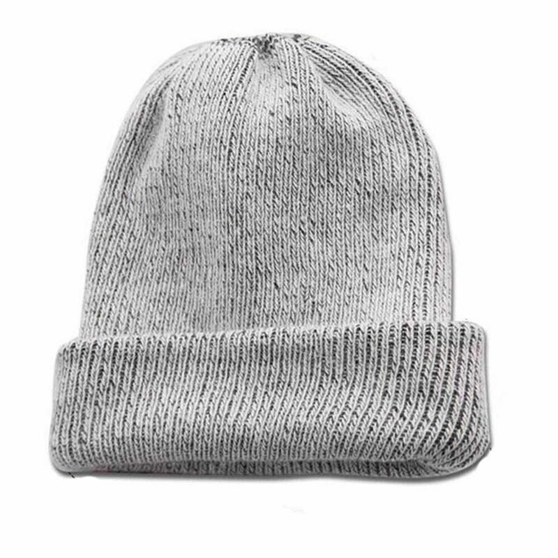 Winter Rabbit Fur Knitted Hat Solid Warm Wool Thick Beanie Bonnet White Red Gray