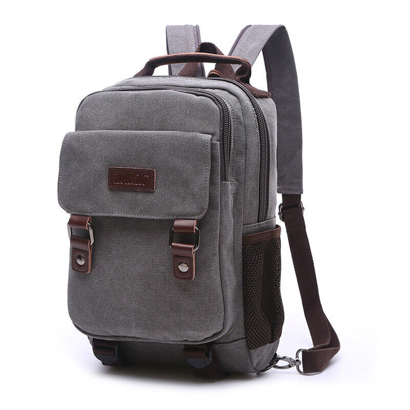 Convertible Canvas Small Mini Backpack Rucksack Chest Pack Sling Bag Travel