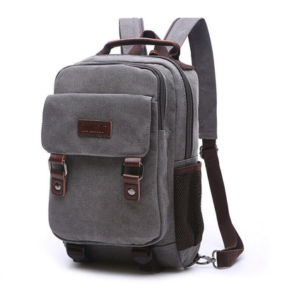 Convertible Canvas Small Mini Backpack Rucksack Chest Pack Sling Bag Travel