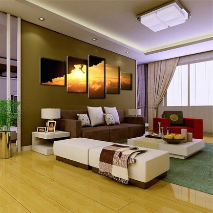 Sunrise Climbing Man Canvas Prints Painting Wall Art Home Decor Picture 5PCS