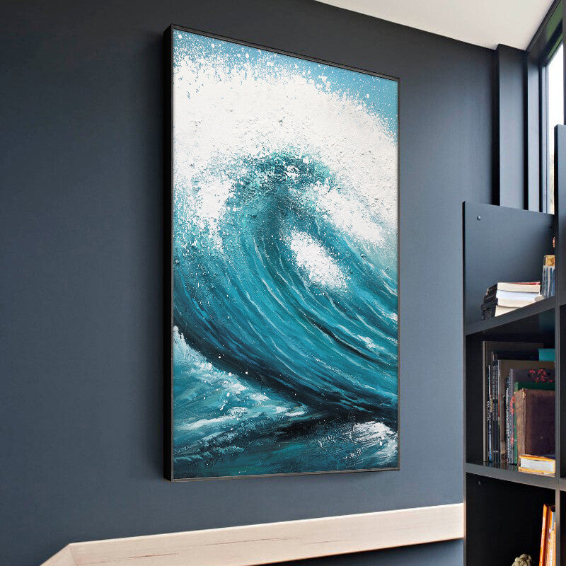 Abstract Blue Sea Hand Painted Oil Paintings Modern Landscape On Canvas Wall Art