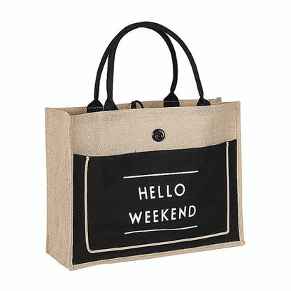Large Shopping Bag Women Linen Capacity Casual Beach Big Tote Shoulder Handbag