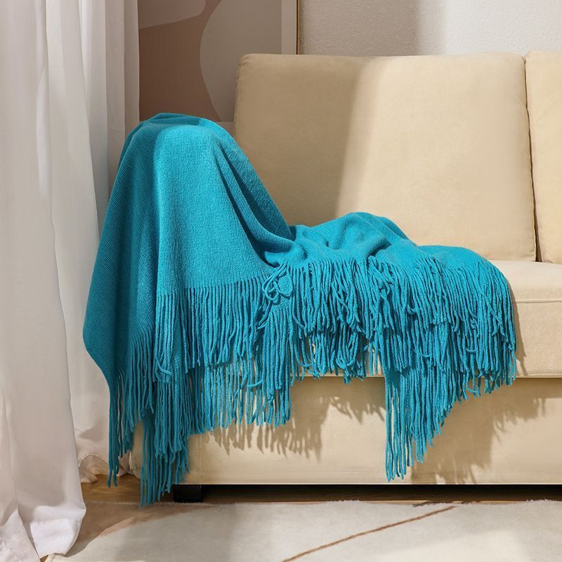 Sofa Knitted Blanket Cotton Thread Nordic Solid Color Protective Cover Bedspread