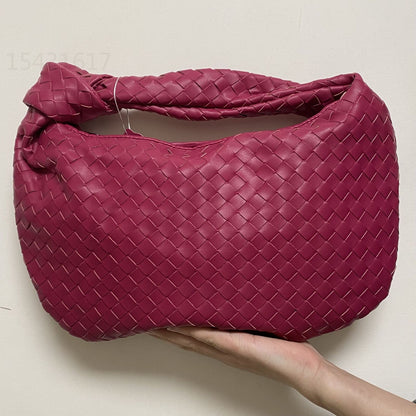 Luxury Synthetic Leather Handbag Large Shoulder Bag Woven Soft Underarm Bag Zipp