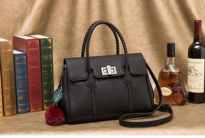 Faux Leather Chinese Style handbag Women's Fashion PU shoulder bag Tote Purse