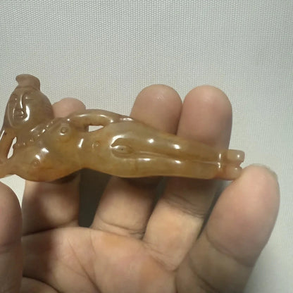 China Antique Old Hsiuyen Jade Collection Nude Maid Pendant Statue Gift Artware