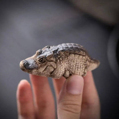 Mini Crocodile Tea Pet Handmade Ornaments 6.6cm Statue Tea Ceremony Tea Play