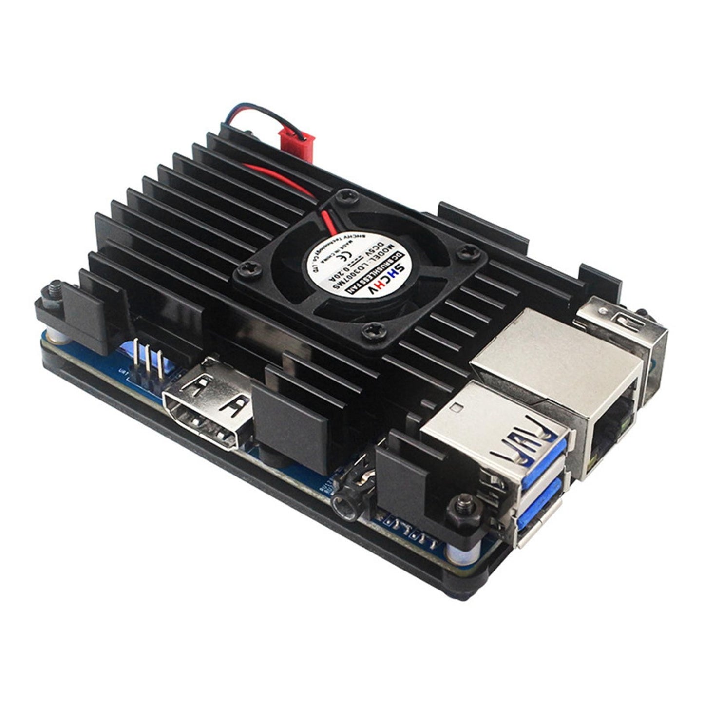 T Aluminum Case with Active Passive Cooling Fan Heatsink Set for Orange Pi 3 LTS
