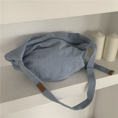 Big Size Dumpling Bag Canvas Purse Large Messenger Crossbody Pouch 42*28*11.5 CM