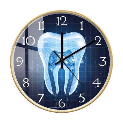 Wall Clocks Blue Dental Clinic Office Tooth Section Anatomy Quartz Watch 30x30cm