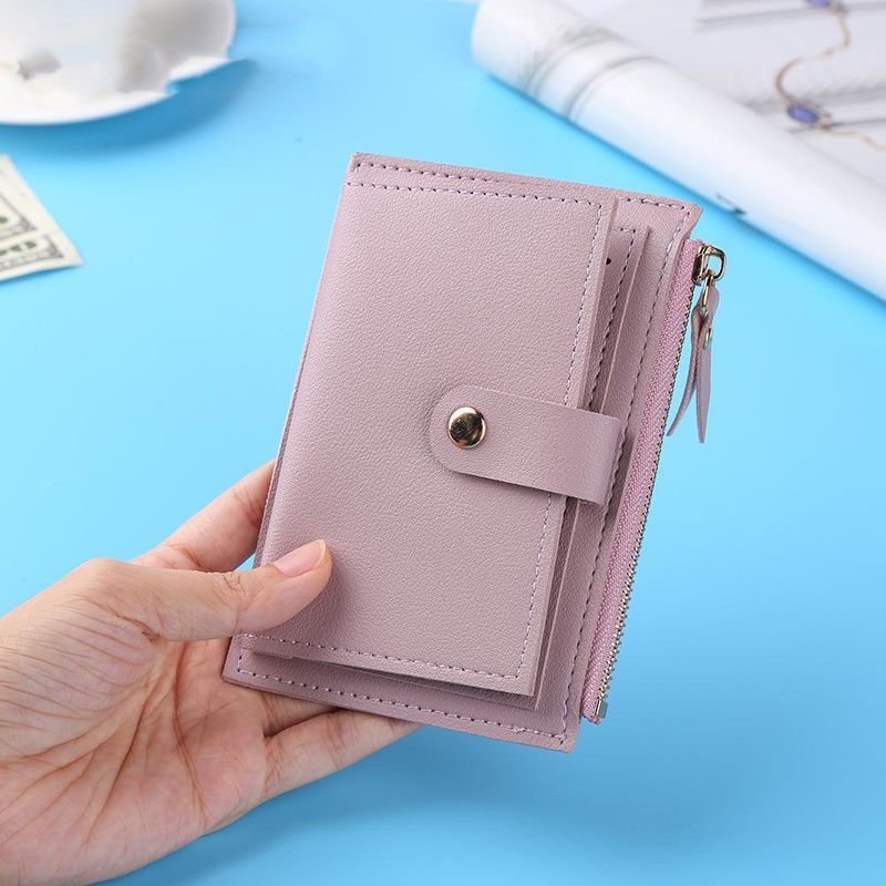 Credit Card Multi-slot Holder Synthetic Leather Mini Coin Purse Wallet Case Blue