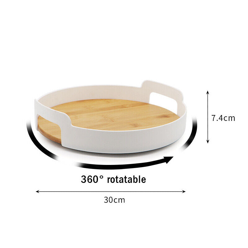 Nordic Style Bamboo Tea Tray Wooden Snack Plate Dessert Round Tray Fruit Storage