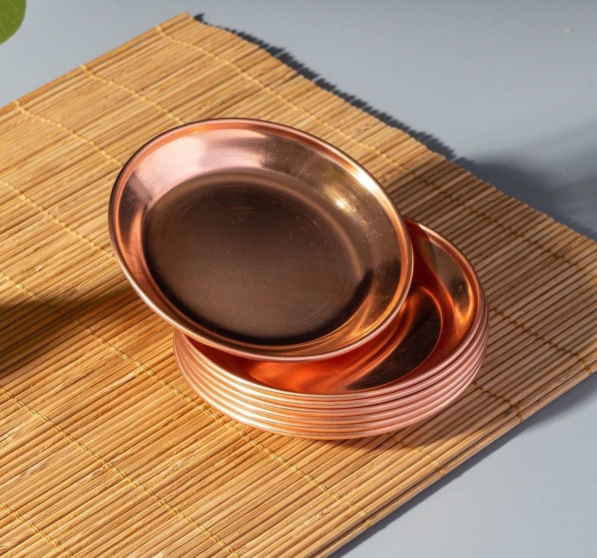 Mini Decorative Tray Copper Dish Buddhist Bowl Meditation Plate Supplies 8x1.2cm