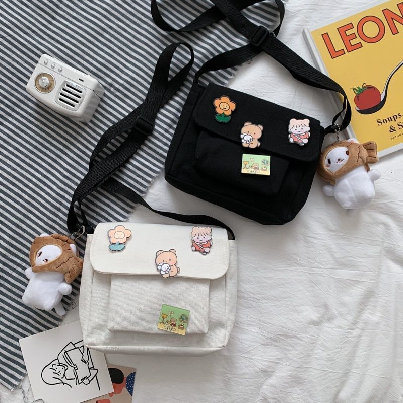 Cute Canvas Small Bag Female Diagonal Bag Wild Student Girl Shoulder Bag Women