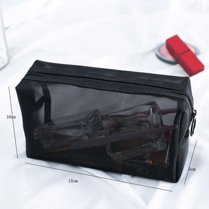 Clear Black Makeup Bags Travel Toiletry Cosmetic Organizer Pouch Set Mesh Purse