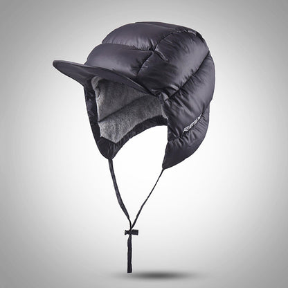 Men Hats Duck Down Windproof Peaked Thermal Waterproof Earflaps Warm Fleece Caps