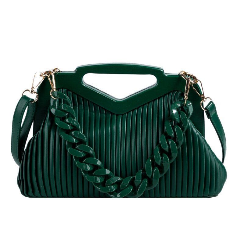 Triangle Handbag Pleated Shoulder Bag Clutch Purses Crossbody Bags 28*19*11 CM
