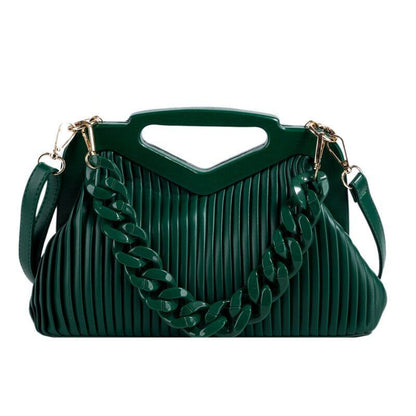 Triangle Handbag Pleated Shoulder Bag Clutch Purses Crossbody Bags 28*19*11 CM