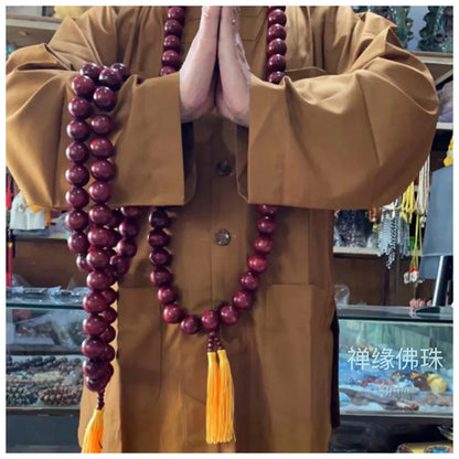 30mm*54pc Beads Natural Wood Buddha Necklace Shaolin Temple Monks Blessing Beads