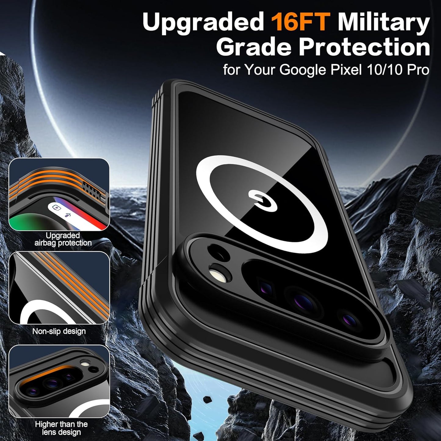 Magnetic for Google Pixel 10/Pixel 10 Pro Case, Built-In HD & Privacy Screen Pro