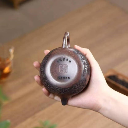 Authentic Yixing Zisha Teapor High-Fired Original Agarwood Clay Pot Dragon Carve