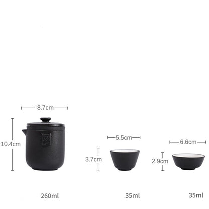 Car Travel Tea Set Ceramic Outdoor Tea Pot Four Tea Cups Filter Net Portable Bag