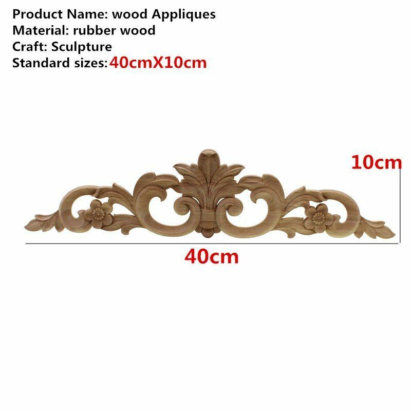 Natural Wood Appliques Furniture Cabinet Unpainted Wooden Carving Moulding Decal