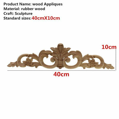 Natural Wood Appliques Furniture Cabinet Unpainted Wooden Carving Moulding Decal