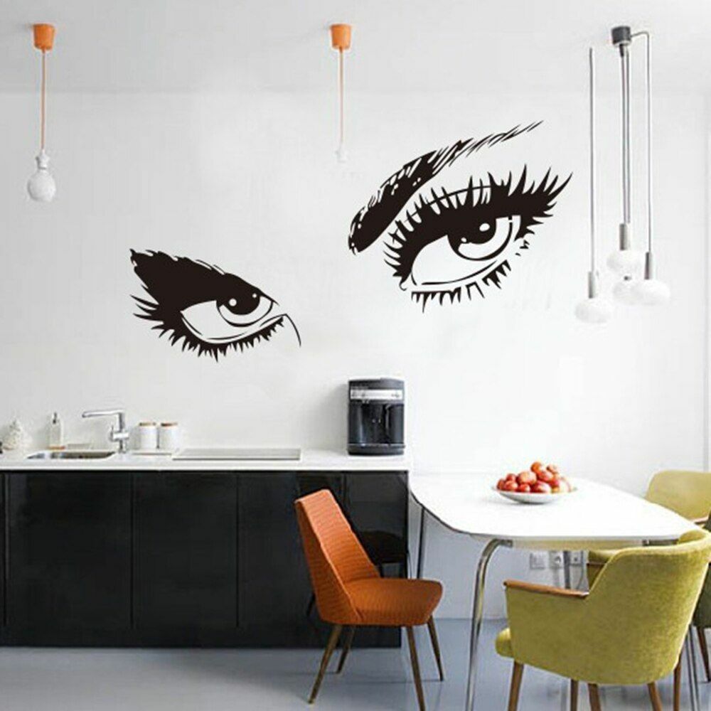 Wall Stickers Vinyl Eyelashes Decals Girls Bedroom Eyebrows Store Beauty Decor