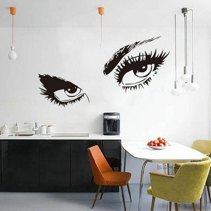 Wall Stickers Vinyl Eyelashes Decals Girls Bedroom Eyebrows Store Beauty Decor