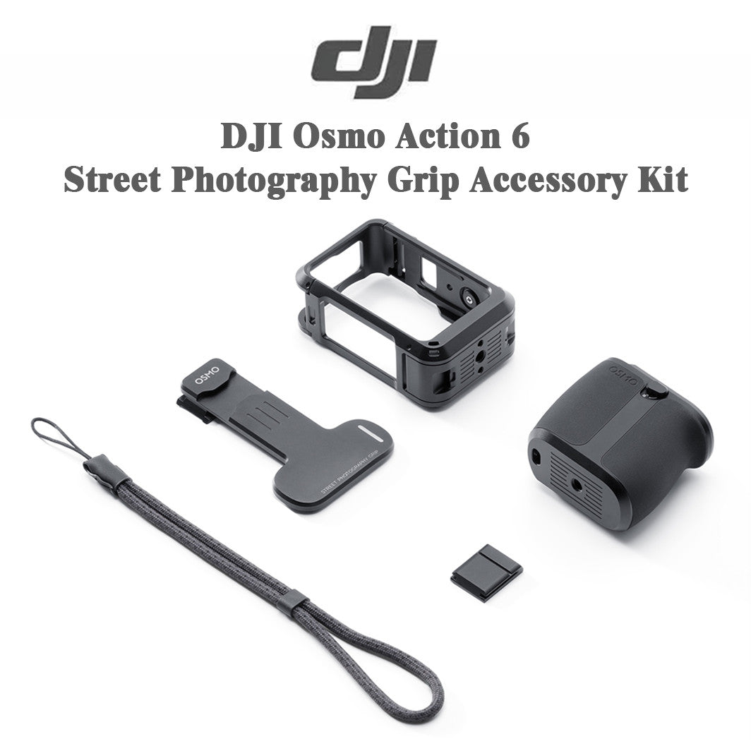 Osmo Action 6 Street Grip Kit–Hand Grip,Shutter Button,Utility Frame,Wrist Strap