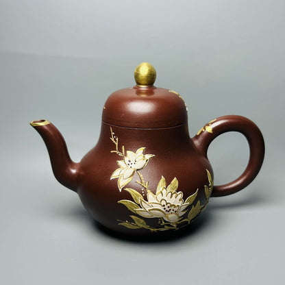 Vintage Chinese Yixing Purple Clay Teapot Zisha Ceremony Painted Fine Tea Set