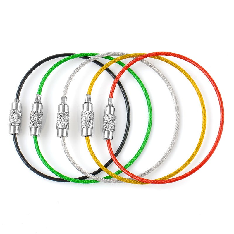 Screw Locking Stainless Steel Wire Keychain Cable Rope Key Holder 5/10/15/20Pcs