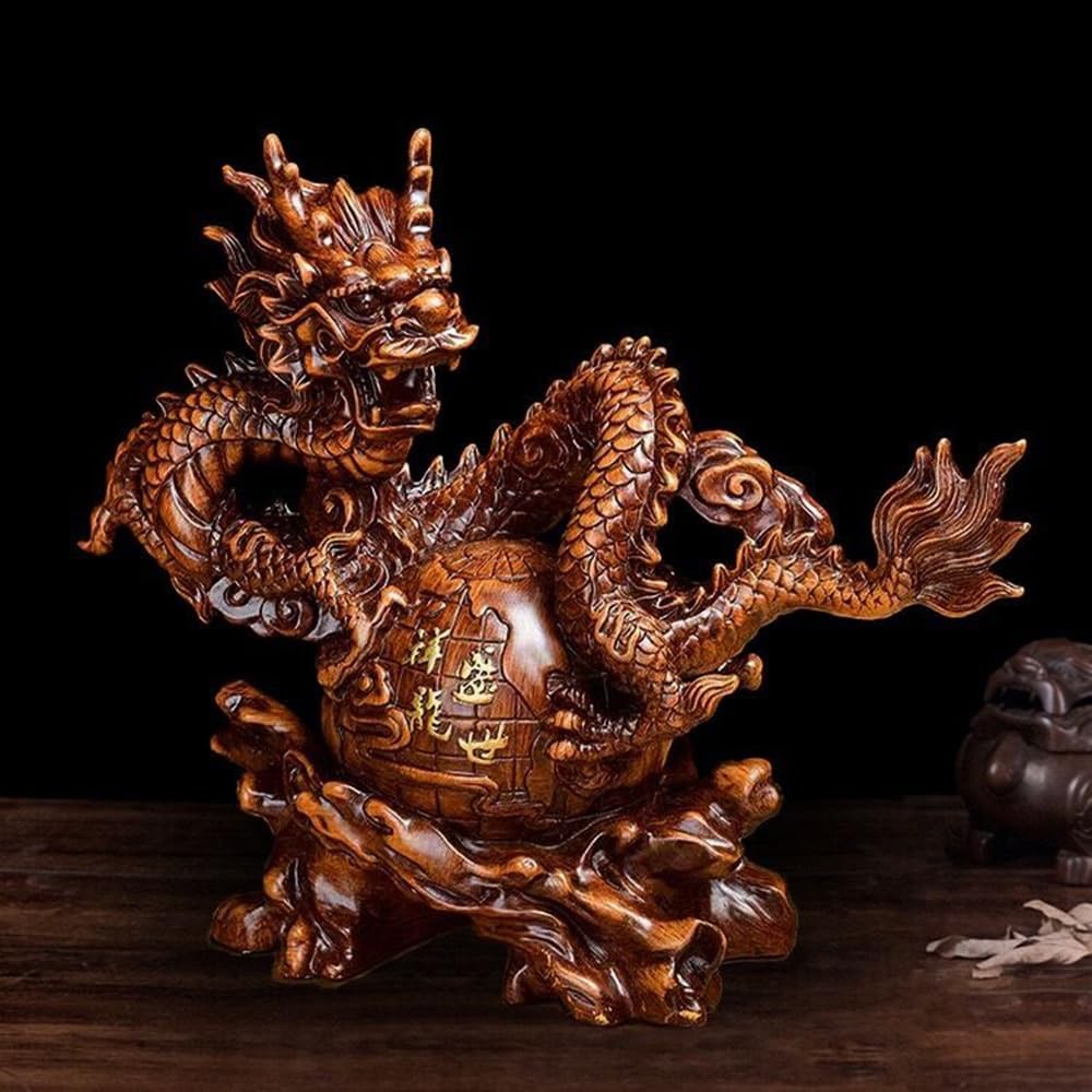 15.5'' Chinese Feng Shui Dragon Statue Figurine Home Office Luck Decor Gift