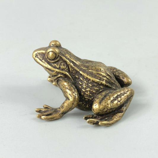 Chinese Old Antique Brass Handwork Frog Prince Rare Statue