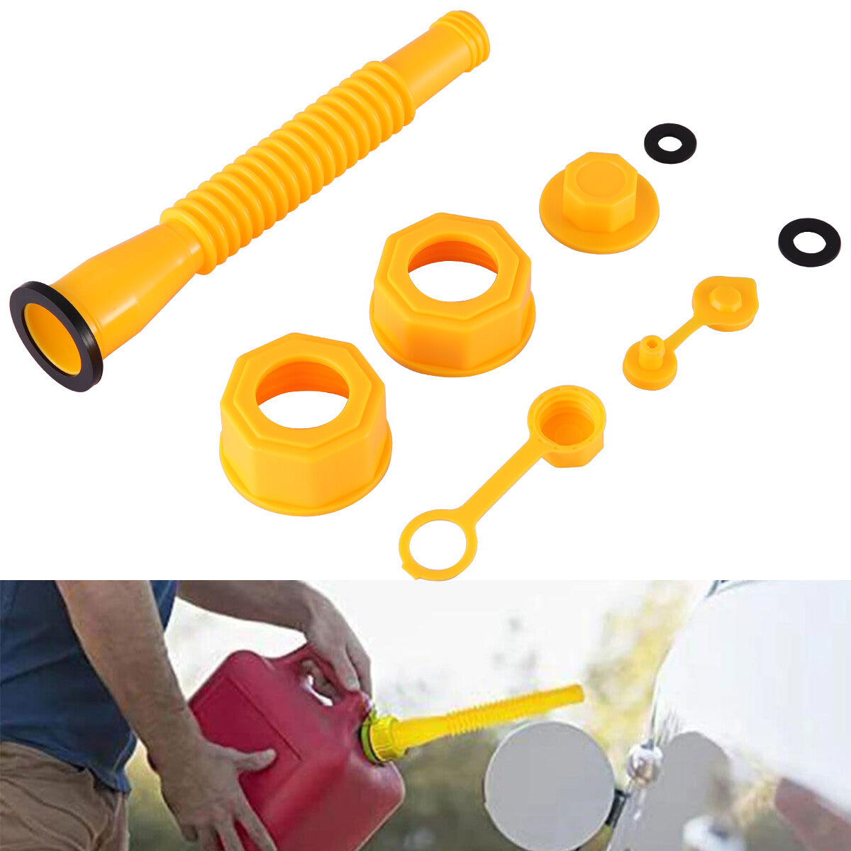 5X Replacement Gas Can Spout Nozzle Vent Kit for Plastic Gas Cans Old Style Caps