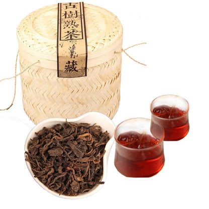 Ripe Puerh Tea Loose Tea Ancient Tree Bamboo Basket Packing Spring Puer Tea 800g