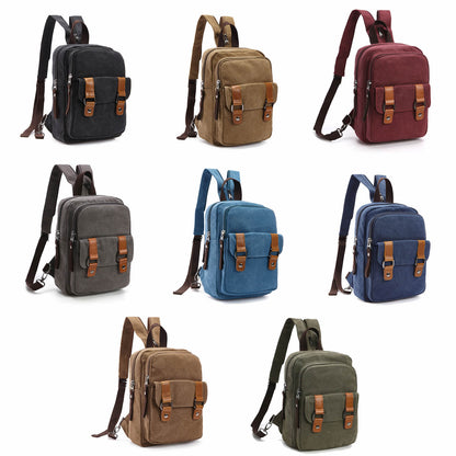 Men's Canvas Convertible Small Mini Backpack Rucksack Chest Pack Sling Bag