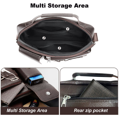 Men's Leather Messenger Bag Waterproof Handbag Cross Body Tote Shoulder Satchel
