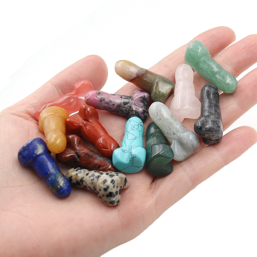 Mini Penis Figurine Natural Quartz Stone Crystal Healing Carved Crafts 10-100pcs