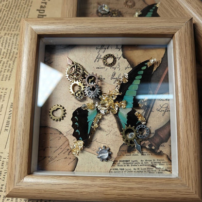 Steampunk Gold Leaf Real Butterfly Frame Chloris Swallowtail Specimen Gift