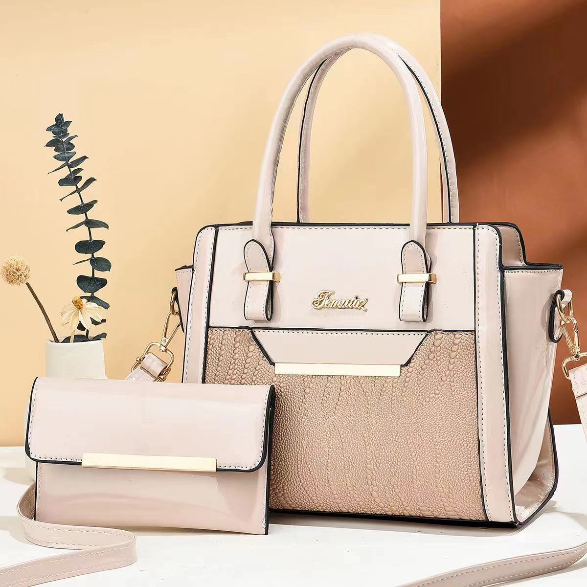 2 in1 Set Women Handbag PU Leather Messenger Shoulder Tote Purse Crossbody Bag