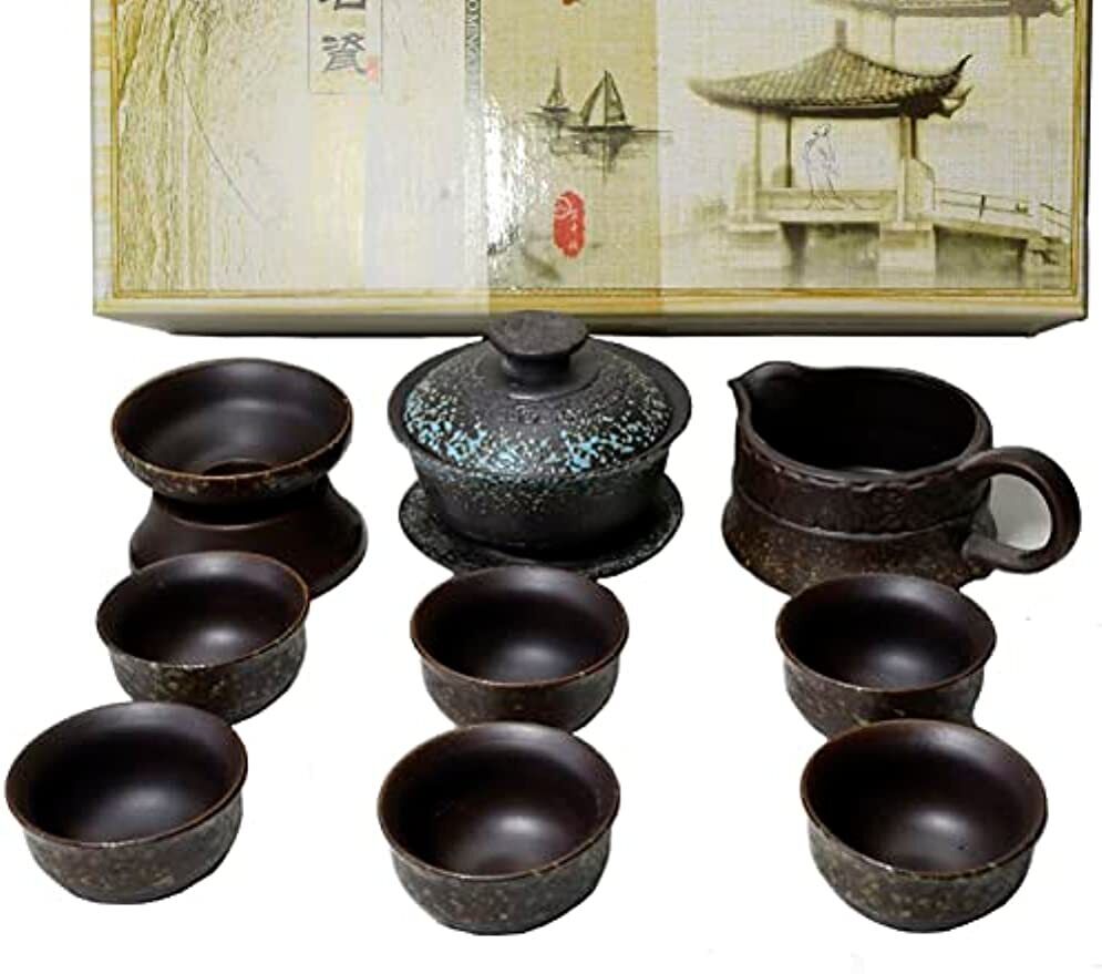 Chinese GongfuTea Gift Set Gaiwan Tea Set Teacup Filter with 6 Cups Tea Ceremony