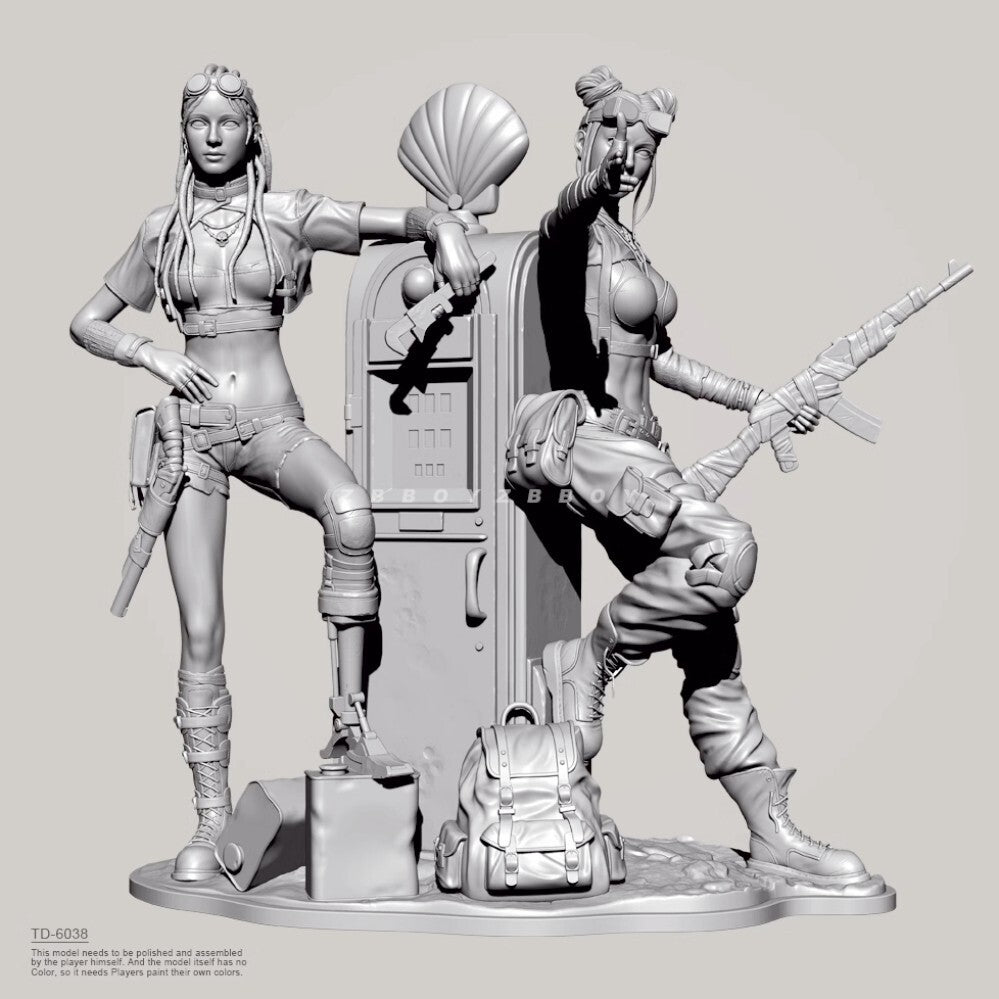 1/35 resin figure model Twin sisters in competitive battlefield 3D Printing