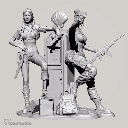 1/35 resin figure model Twin sisters in competitive battlefield 3D Printing